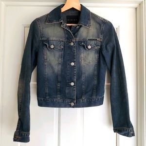 SISLEY Distressed Denim Jacket sz XS